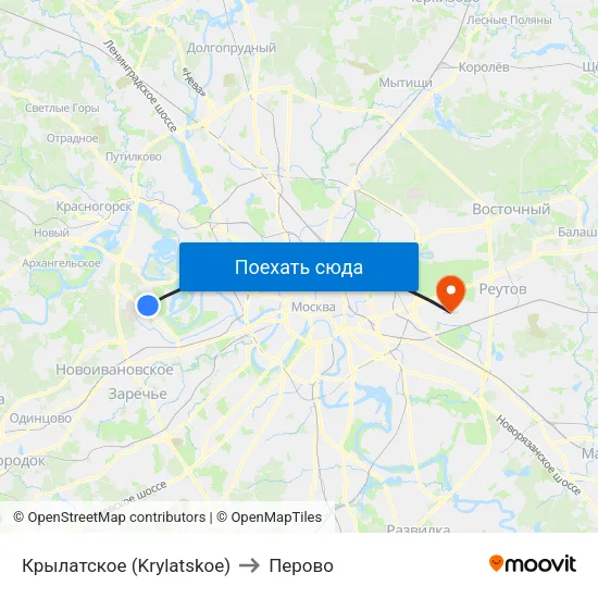 Крылатское (Krylatskoe) to Перово map