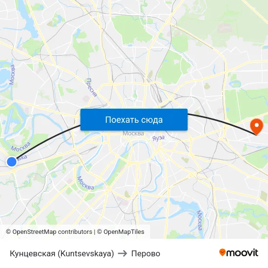 Кунцевская (Kuntsevskaya) to Перово map