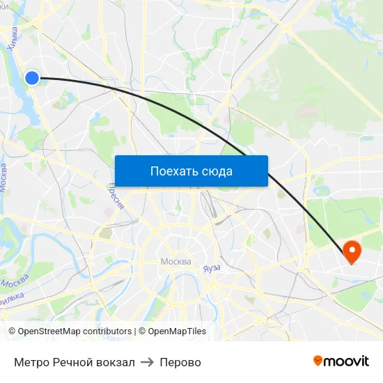 Метро Речной вокзал to Перово map