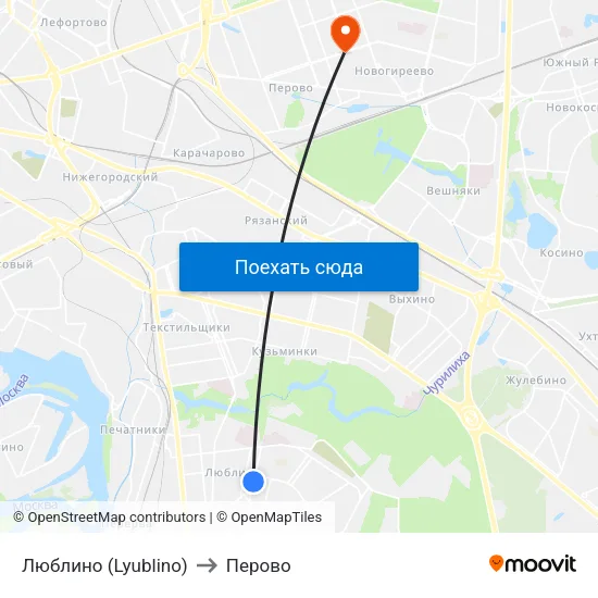 Люблино (Lyublino) to Перово map