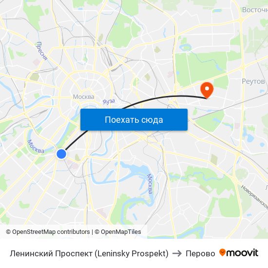 Ленинский Проспект (Leninsky Prospekt) to Перово map