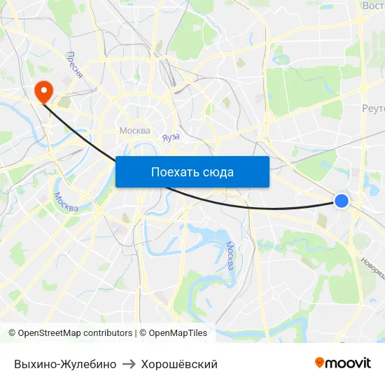 Выхино-Жулебино to Хорошёвский map