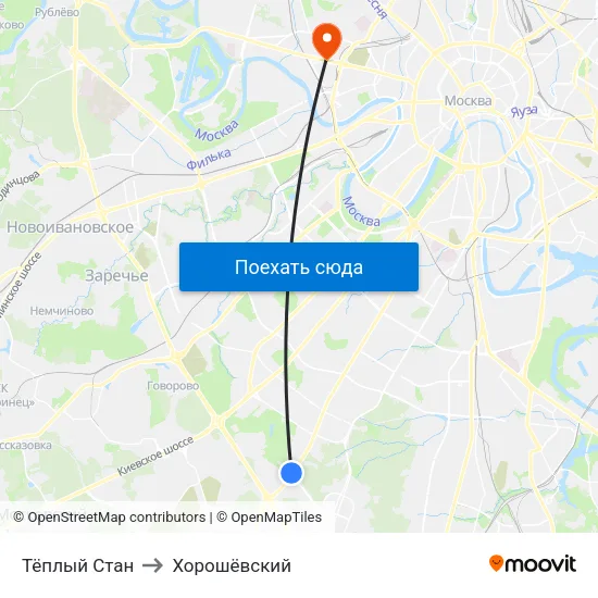 Тёплый Стан to Хорошёвский map