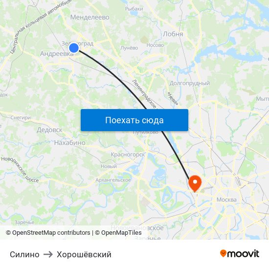 Силино to Хорошёвский map