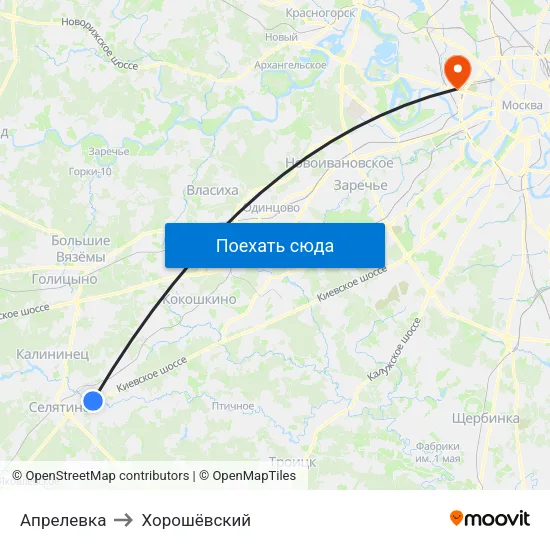 Апрелевка to Хорошёвский map
