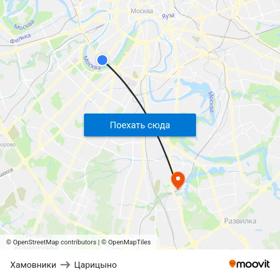 Хамовники to Царицыно map