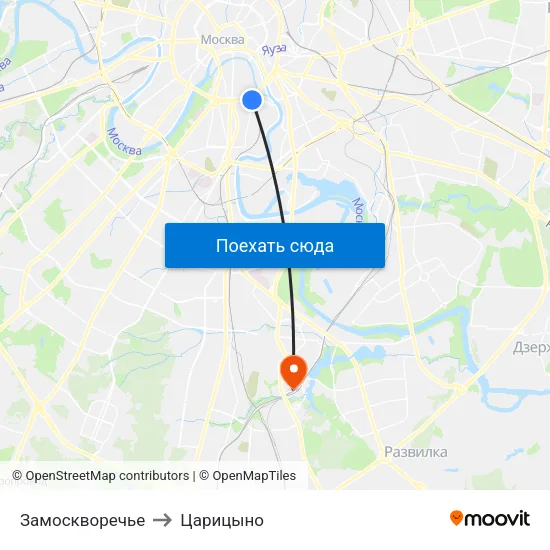Замоскворечье to Царицыно map