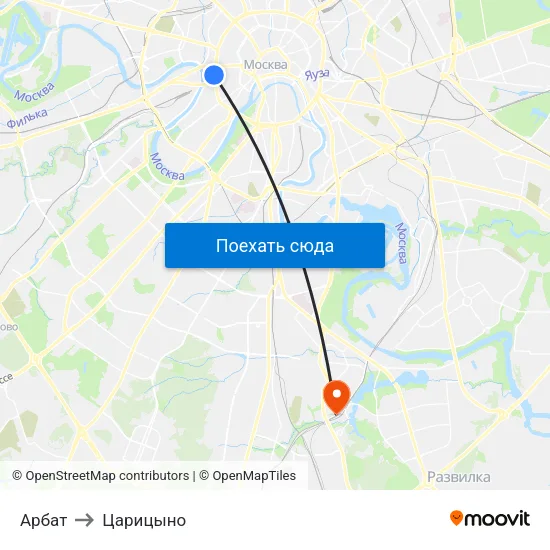 Арбат to Царицыно map