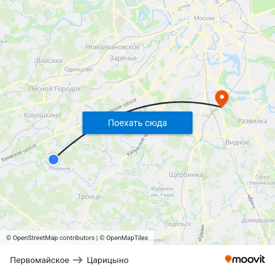 Первомайское to Царицыно map