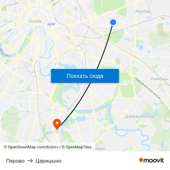 Перово to Царицыно map