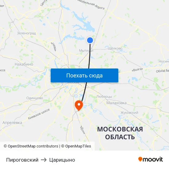 Пироговский to Царицыно map