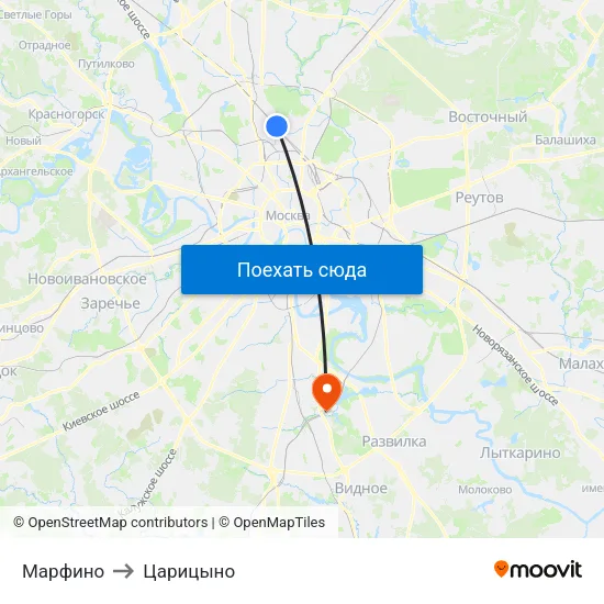 Марфино to Царицыно map
