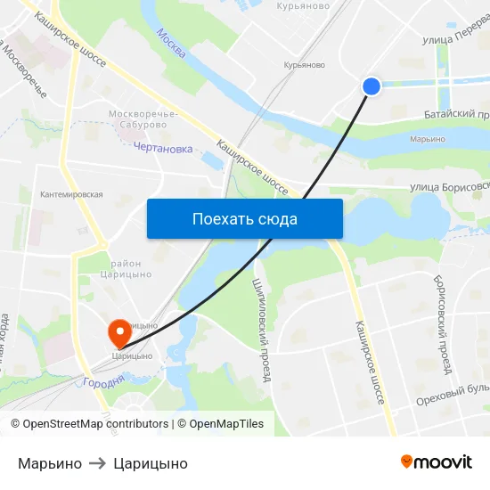 Марьино to Царицыно map
