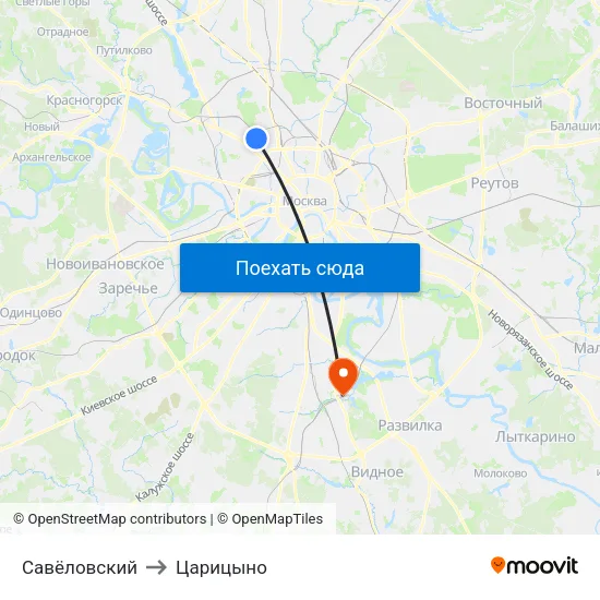 Савёловский to Царицыно map