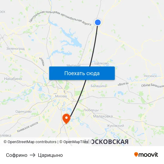 Софрино to Царицыно map