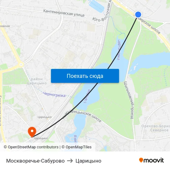 Москворечье-Сабурово to Царицыно map