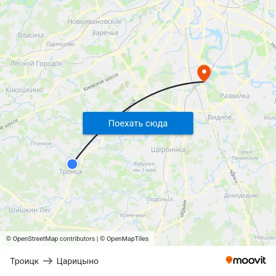 Троицк to Царицыно map