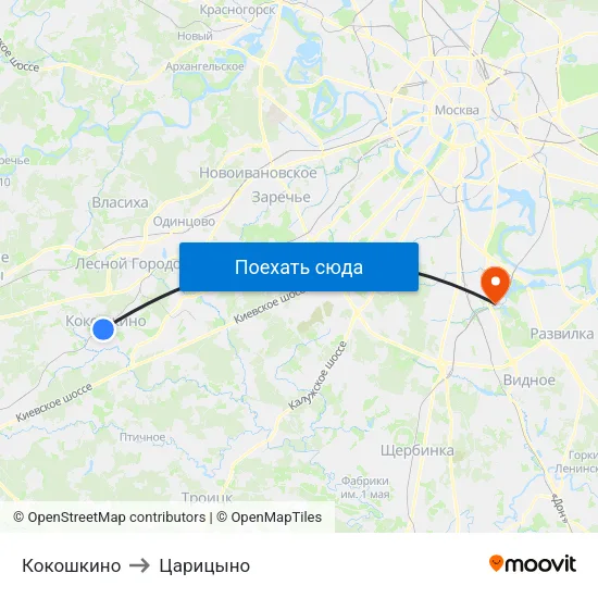Кокошкино to Царицыно map