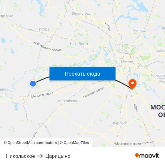Никольское to Царицыно map