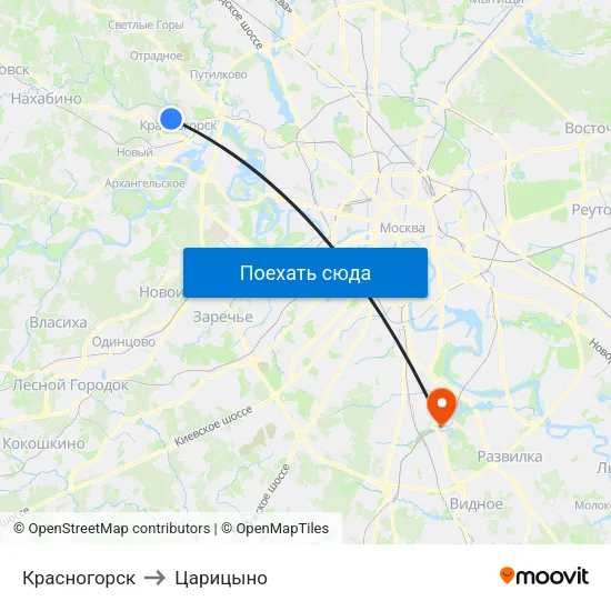 Красногорск to Царицыно map