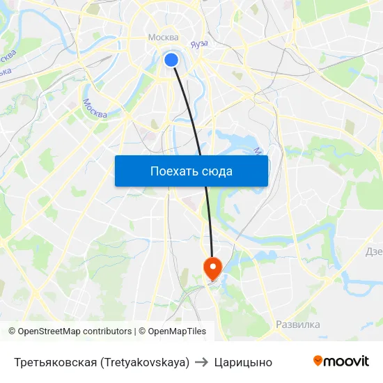 Третьяковская (Tretyakovskaya) to Царицыно map