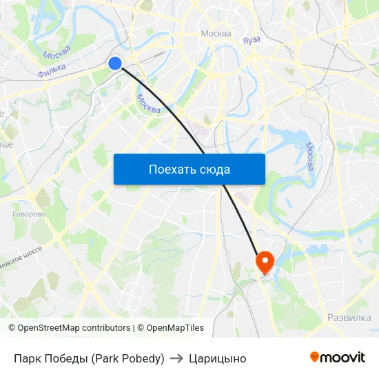 Парк Победы (Park Pobedy) to Царицыно map