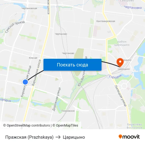 Пражская (Prazhskaya) to Царицыно map