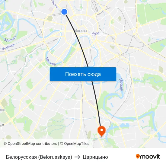 Белорусская (Belorusskaya) to Царицыно map