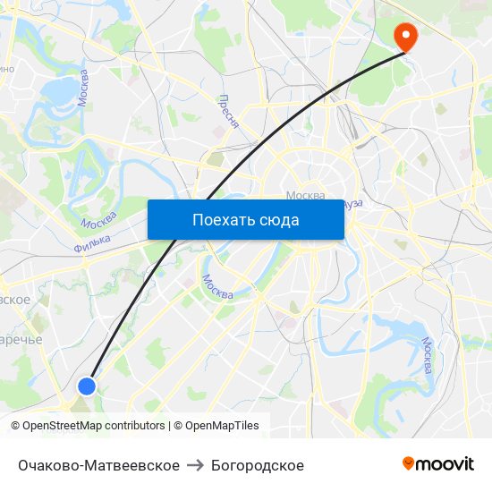 Очаково-Матвеевское to Богородское map