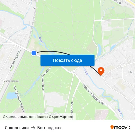 Сокольники to Богородское map