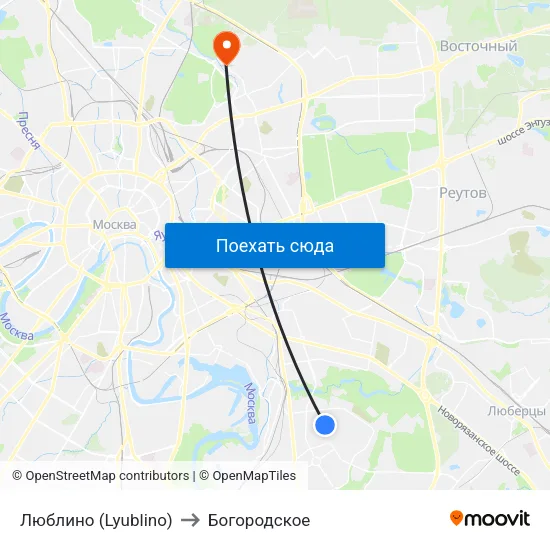 Люблино (Lyublino) to Богородское map