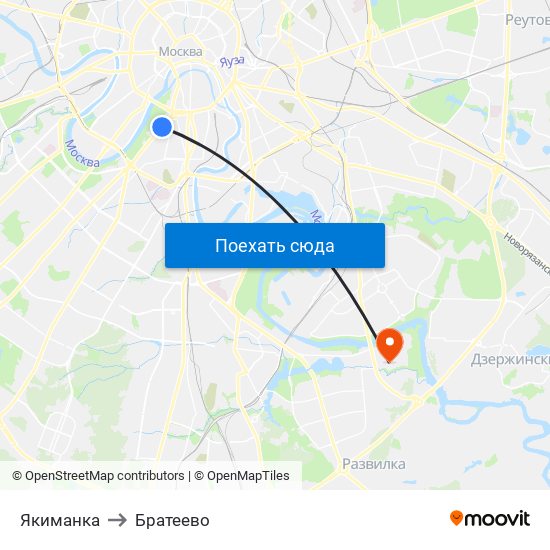 Якиманка to Братеево map