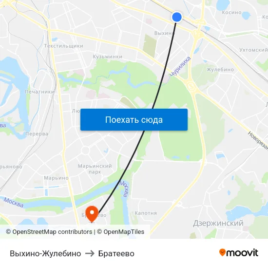 Выхино-Жулебино to Братеево map