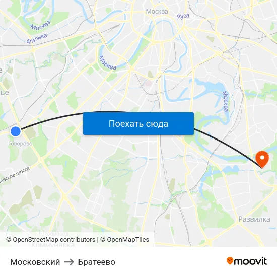 Московский to Братеево map