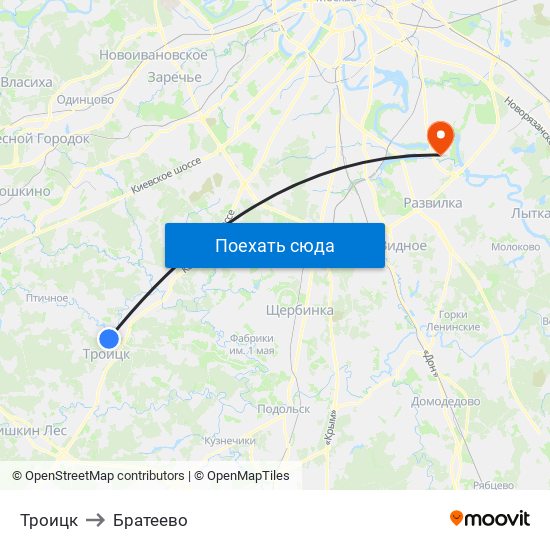 Троицк to Братеево map