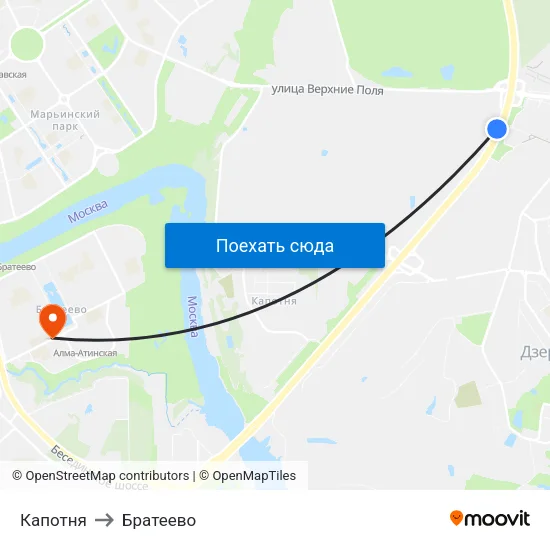 Капотня to Братеево map