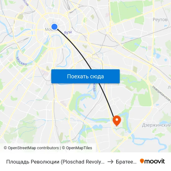 Площадь Революции (Ploschad Revolyutsii) to Братеево map