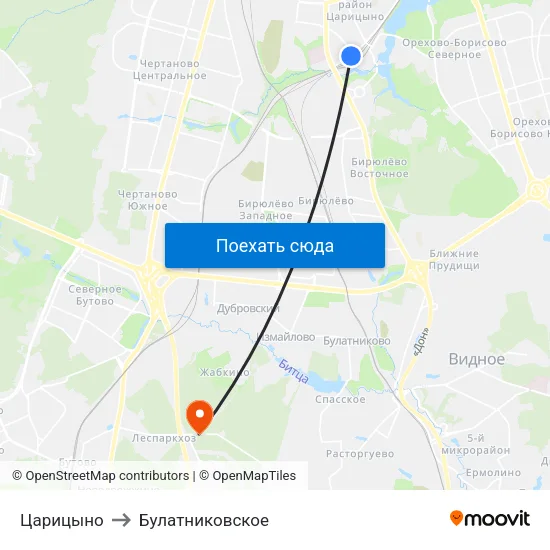 Царицыно to Булатниковское map