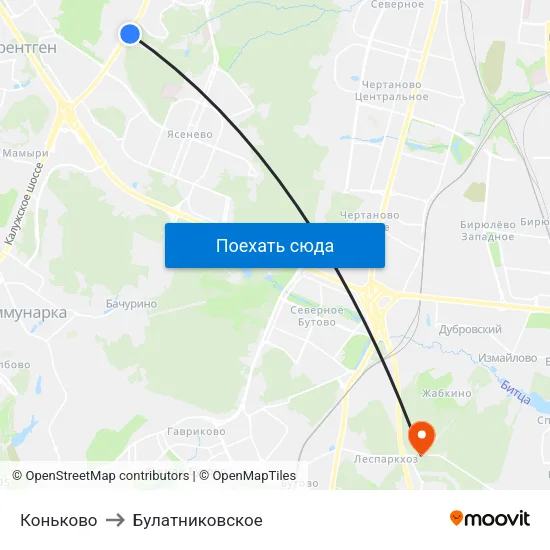 Коньково to Булатниковское map