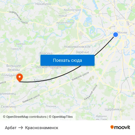 Арбат to Краснознаменск map