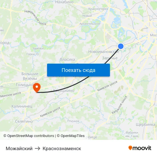 Можайский to Краснознаменск map