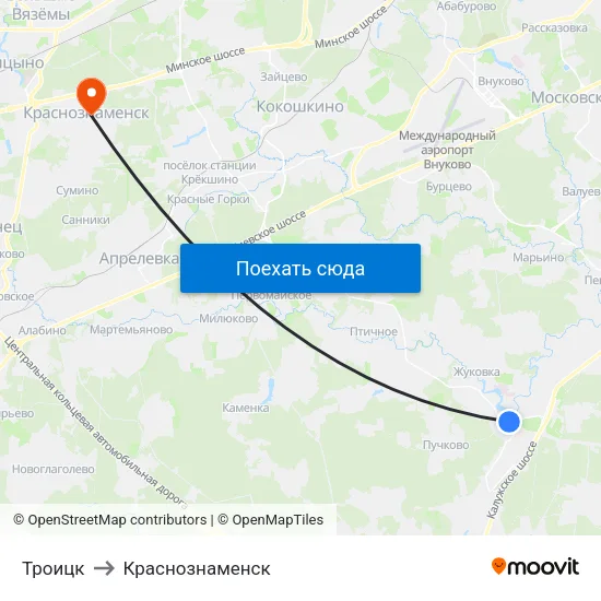 Троицк to Краснознаменск map
