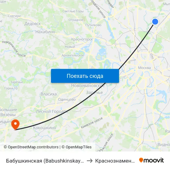 Бабушкинская (Babushkinskaya) to Краснознаменск map