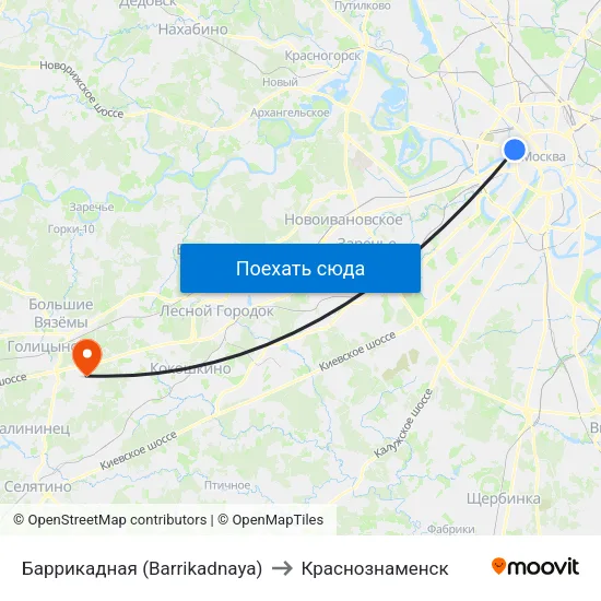 Баррикадная (Barrikadnaya) to Краснознаменск map
