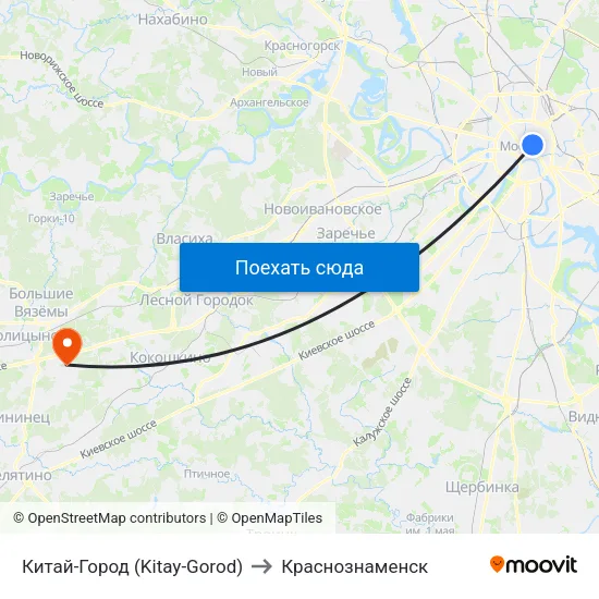 Китай-Город (Kitay-Gorod) to Краснознаменск map