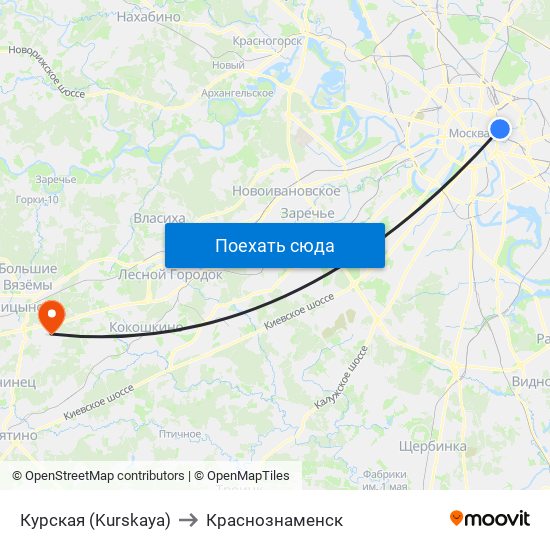 Курская (Kurskaya) to Краснознаменск map