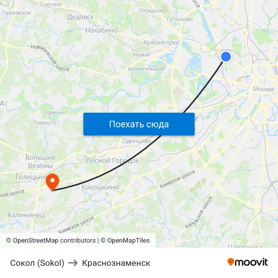Сокол (Sokol) to Краснознаменск map