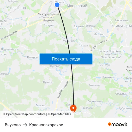 Внуково to Краснопахорское map