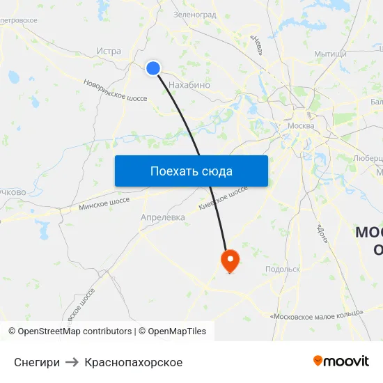 Снегири to Краснопахорское map
