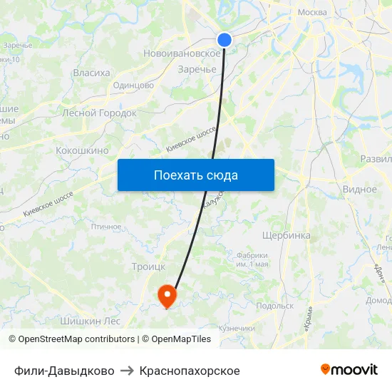 Фили-Давыдково to Краснопахорское map
